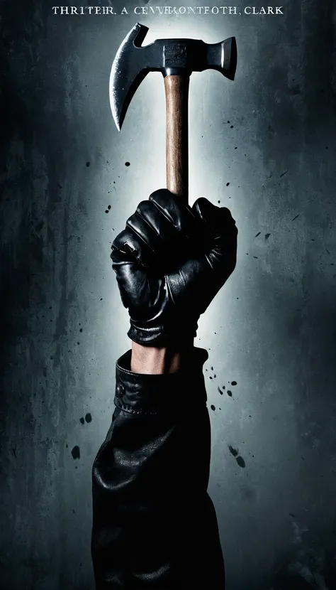 create a thriller-style poster featuring a black gloved hand holding a hammer, symbolizing danger. ensure the hammer is prominen...