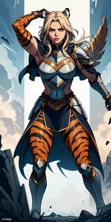 1 Girl (implying one person, likely female)
Full Body: Standing with perfect symmetry
Muscular Build: Strong and defined physique
Turned Arms: Muscular arms positioned behind her back
Theme:
Epic Fantasy: Set in a fantastical world
Asgard: Inspired by Nors...