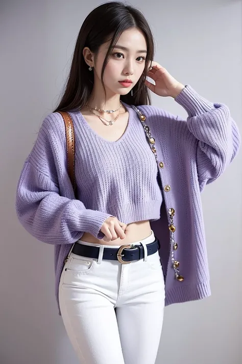 Everyday casual wear：
Jacket：A light purple sweater，Collar and cuffs decorated with crystal grapes，Casual yet sophisticated。
Bottoms：Team it with a pair of blue jeans，A thin belt around the waist，Belt buckle designed in grape shape。
Accessories：A pair of w...