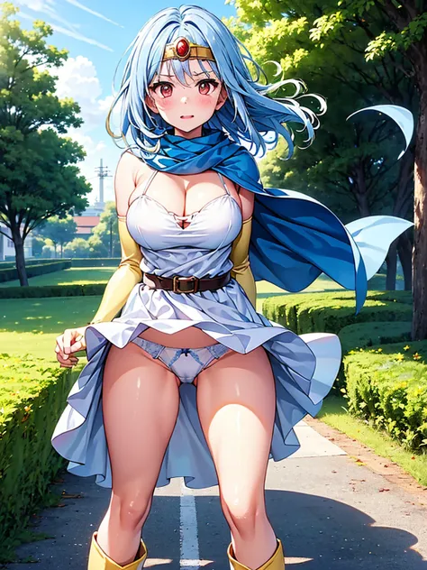 (A woman is using magic, Windでスカートがめくれている, White panties:1:3), Beautiful Anime Woman, Beautiful art style, Anime characters, ((Smooth texture, Realistic texture, アニメCGWind)), ((Highest quality)), (Very detailed), (Very detailed CG 統合 8k 壁紙), Very detailed,...