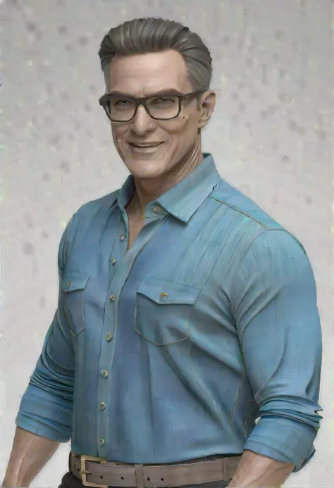 Cartoon character of a man in black glasses and blue shirt, animation character, Stylized Character, animation style rendering, stylized 3D, Arnold Maya Rendering, Stylized 3D Rendering, toon rendering screenshot, 3D Character, 3D Character, Stylized 3D Re...