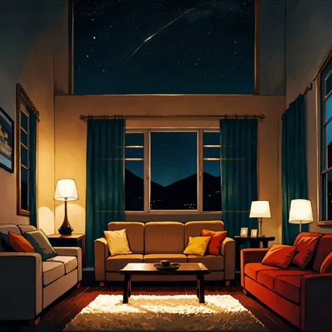 Living room at night