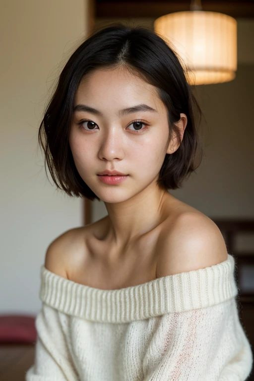 ((best quality)), ((masterpiece)), (detailed), 1girl, off-shoulder sweater, best quality, face focus, soft light, ultra high res, (photorealistic:1.4), RAW photo,
1japanese girl, solo, cute, (pupil, lights in the eyes),  detailed beautiful face, (small che...