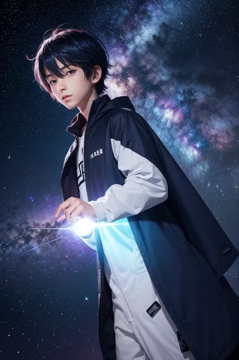 galaxy-looking anime boy 