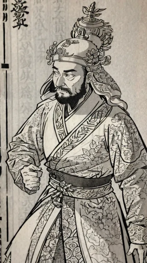 （（（monochrome））、（（men in ancient china））、（ink painting）、highest quality、masterpiece、ultra-high resolution、(realistic:1.4)、game p...