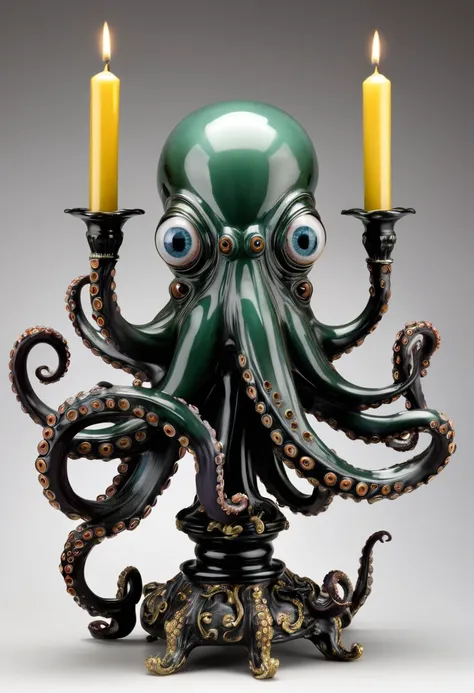 (masterpiece, best quality:1.2),Grotesque Aesthetics:1.56， Horrible octopus candlestick，eyeball