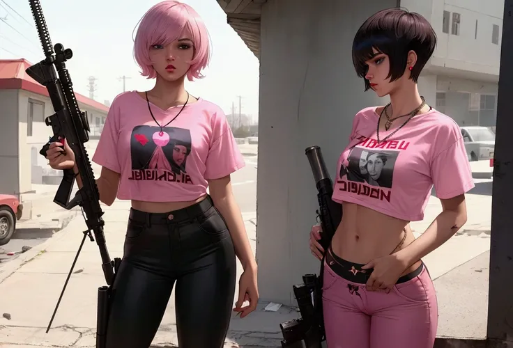 (a 20 year old femboy, short haircut, communist necklace, Joe Biden TShirt, pink panties showing over low rider pants, Sniper rifle, dead, multiple gunshot wounds) has been shot dead on a white roof, multiple bloody gunshots
