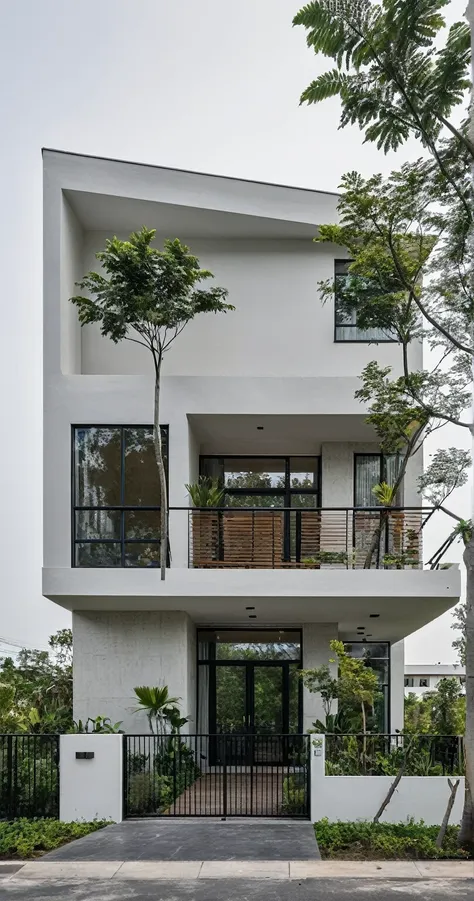 townhouses with white wood exteriors are a popular choice for their clean and modern look. they can be found in a variety of arc...