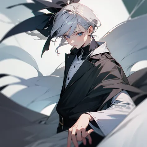 A very stylish person with gray hair