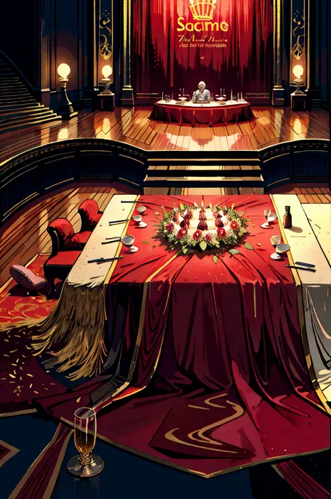 a dinner of 7 kings, in a night where the amphitheater of the feast will die, (high resolution, high detail, best quality)