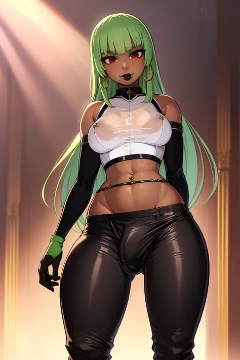 (solo:1.1),(masterpiece), (best quality:1.3), highly detailed, intricate, professional art, digital art, absurdres, confidant, emerald sustrai, futanari emerald sustrai wearing a white and green leotard with arm gloves and pants confidently in a club,(see ...