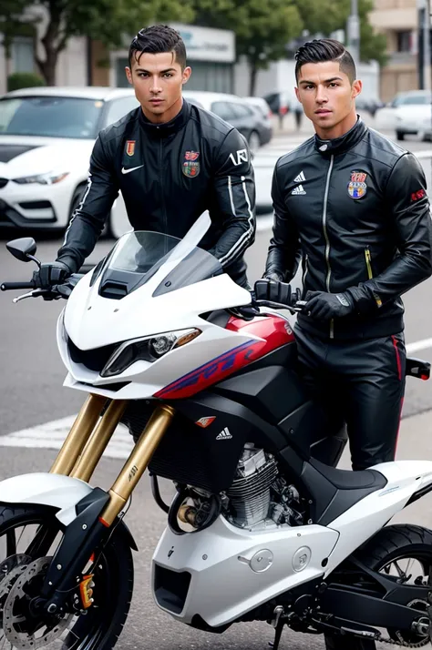 Cristiano ronaldo and messi de moto