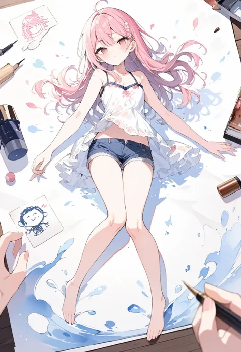 Momoko Sakura Style、8K quality、Intense watercolor,, Watercolor splash, wonderful, Cool Beauty, Highest quality、(((The most beautiful girl))), ,((Thin legs))、(((Highest quality))), High resolution, ((detailed)), (((Doodle Art)), ((masterpiece)), ((Super det...