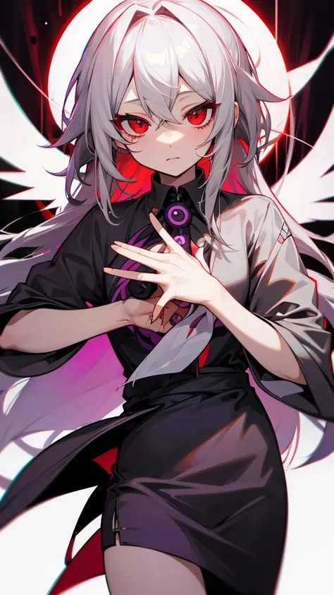 Highest quality　I have long hair　Gray Hair　Sagume Rare God　Red eyes　I dont have anything　Odd Eye　One person　