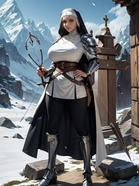 (masterpiece, top quality, best quality, official art, beautiful and aesthetic:1.2), (1girl:1.3), ((Sharp facial features, sharp features, hawkish features)), ((grey eyes)), busty paladin knight girl, extremely detailed, portrait, looking at viewer, solo, ...