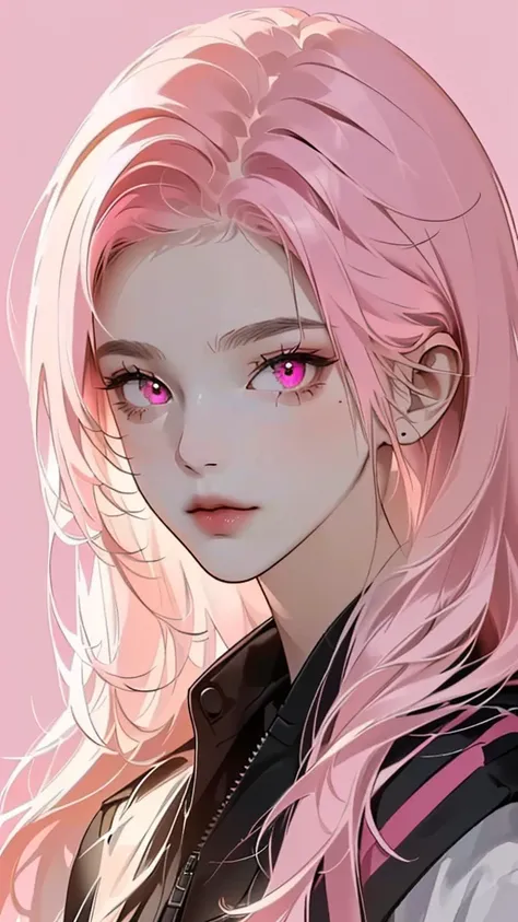 High resolution, Simple Background, Highest quality, accurate, masterpiece, High-resolution model, High detail, Ultra high definition, gradation Hair,  Pink eyes, Character Design, 