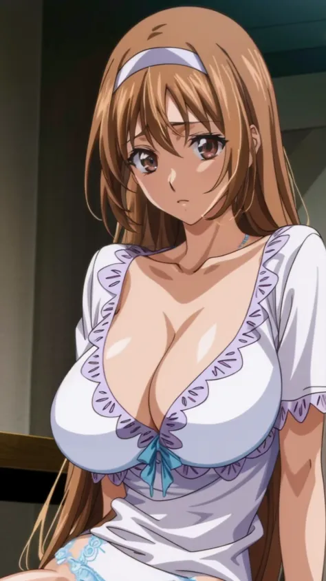 masterpiece, highest quality,anime illustration、big breasts、white sexy lingerie、sexy pose