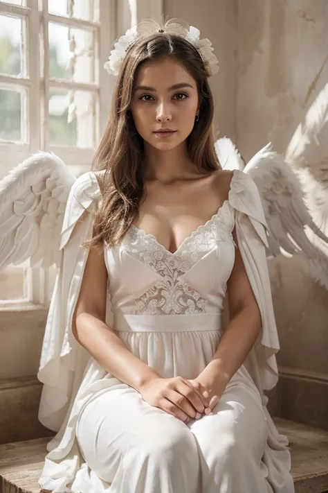 beautiful, masterpiece, aglaya, angel face, angel black wings , best quality, extremely detailed face, long dress, white, perfec...