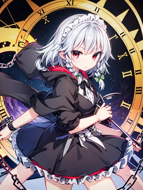 Izayoi Sakuya Ripper Clock Black Cloak Thick Chain Knife