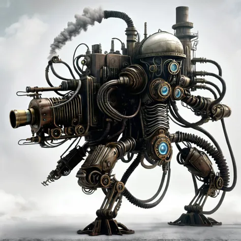 noise man sonic attack on titan，steampunk, side view, white background, unreal engine, inspired by hr giger, half-length portrai...