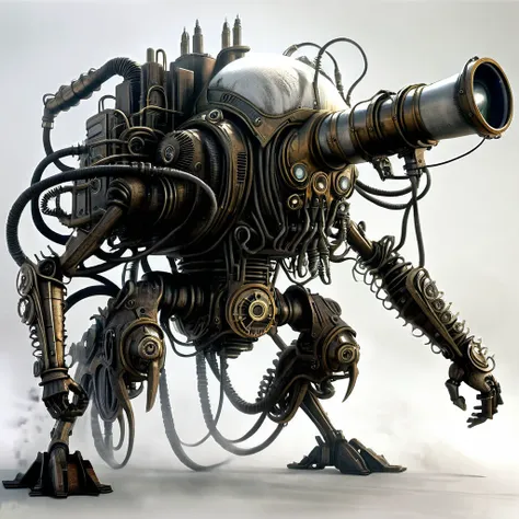 noise man sonic attack on titan，steampunk, side view, white background, unreal engine, inspired by hr giger, half-length portrai...