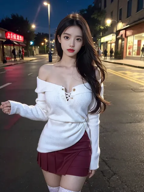 A perfect young female white-collar worker，Chinese big breasts，High picture quality，Works of masters，Black hair，Long hair shawl，Long hair flowing over the shoulders，Beach wave hairstyle，cropped shoulders，clavicle，exquisite face，Hydrated red lips，（（Wear col...