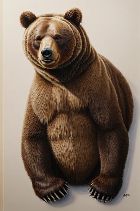 Draw realistic bear, high quality, no extra limbs, well drawn