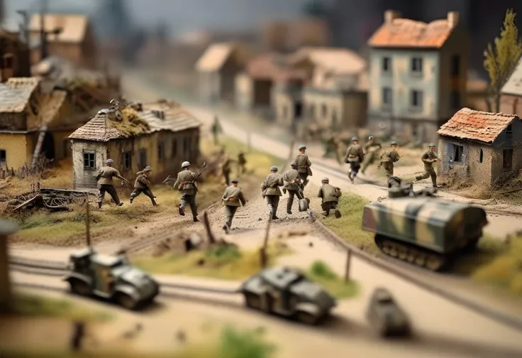 miniature model of world war ii germany, tilt-shift photo, by alexey merinov, winner of the cg association competition, photorea...