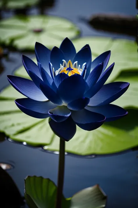 Dark blue colored glowing lotus