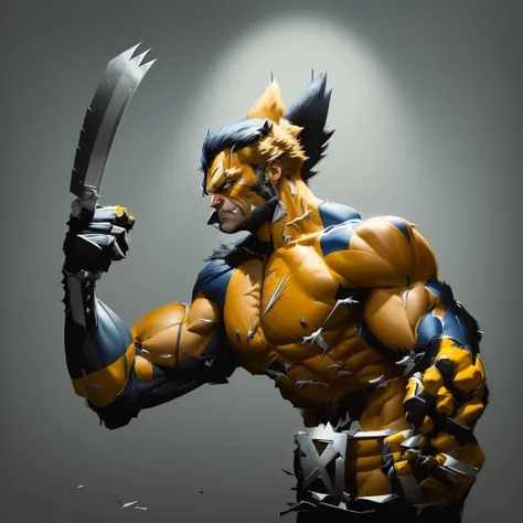 wolverine with a knife and a glove on his chest, wolverine action pose, wolverine, wolverine ate, portrait of wolverine, boris johnson as wolverine, spiderman as wolverine, clint eastwood as wolverine, 90s comic book character design, inspired by Frank Mil...