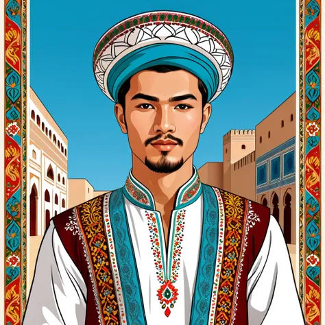 man in uzbekistan folk outfit, vector graphics, strong contours
man in uzbekistan folk outfit, vector graphics, strong contours
