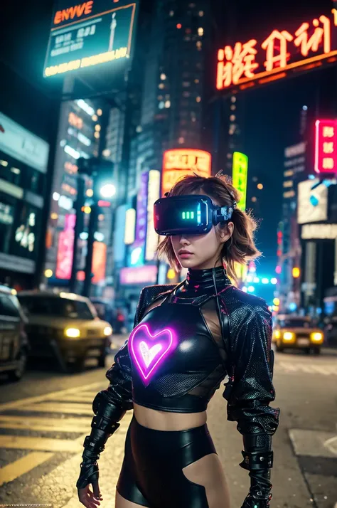 (highest quality、4k、8k、High resolution、masterpiece: 1.2)、Super detailed、(real、photorealistic、photorealistic: 1.37)、SF、beautiful young woman、bounty hunter、Cybernetic Weapons、cyberspace、High Tech City、Shining neon lights、((futuristic fashion))、((Skin-tight, ...