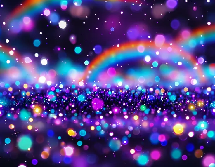 close up of purple and blue background，there are a lot of lights, bokeh backdrop, bokeh rainbow embellishment, bokeh. rainbow em...