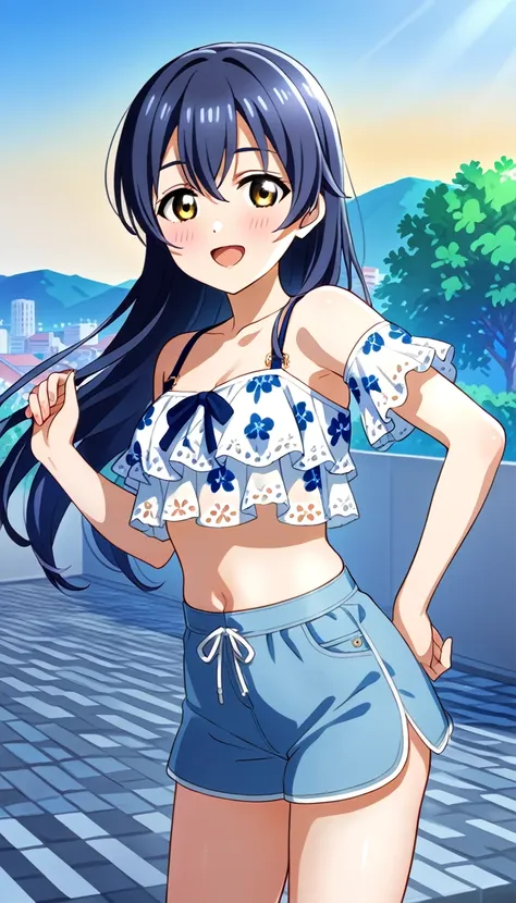 One girl, Umi Sonodas whole body, wearing clothes for going out in the city in midsummer, id_umi_sonoda, town background,8k