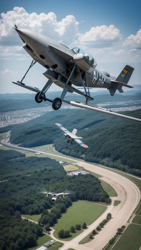 Man flying military drone