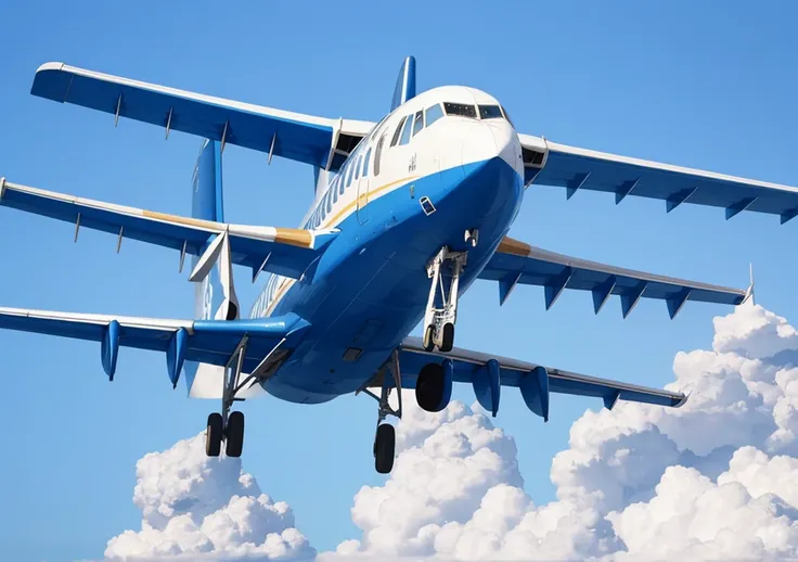 Big plane flying in the blue sky