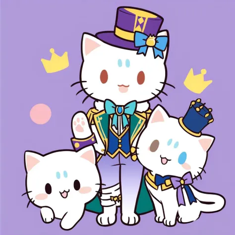 cute cat with ribbon top hat and prince style outfit