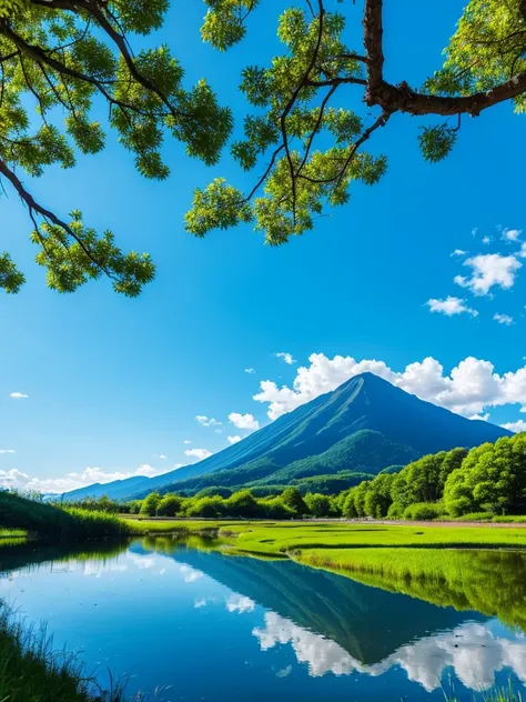 Fuji Mountain, Blue sky, (Best Composition), (masterpiece)