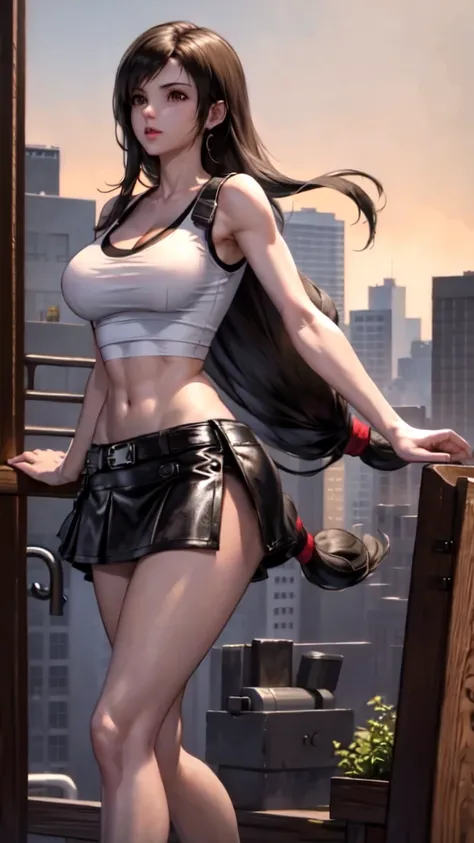 Tifa lockhart, huge breasts (white tank top) (black miniskirt)