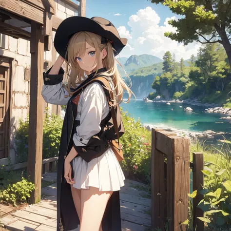 masterpiece, best quality, solo,1girl,looking at viewer,outdoor, cowboy shot,sea,anime style,
 anne