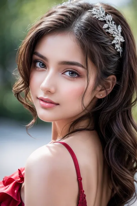 (absurd quality,16K,highres,​masterpiece:1.2), Ultra Details,uhd,(fotorealistier Realismus 16K Qualität), A stunningly beautiful 18-year-old girl named Anikha, the epitome of elegance and charm. She is the focus of this ultra-detailed, 8K resolution ​maste...