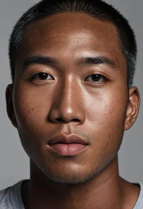 A black asian man, dark skin, asian face, dark skin