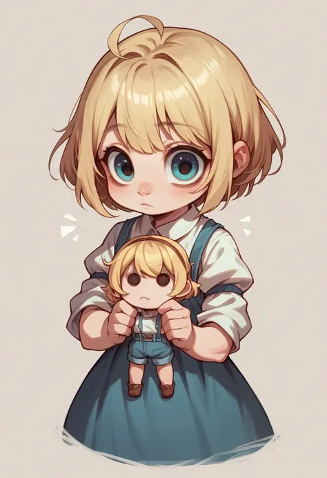 a blonde doll with big eyes