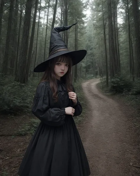 witch、Deep forest background、One girl、 Highest quality