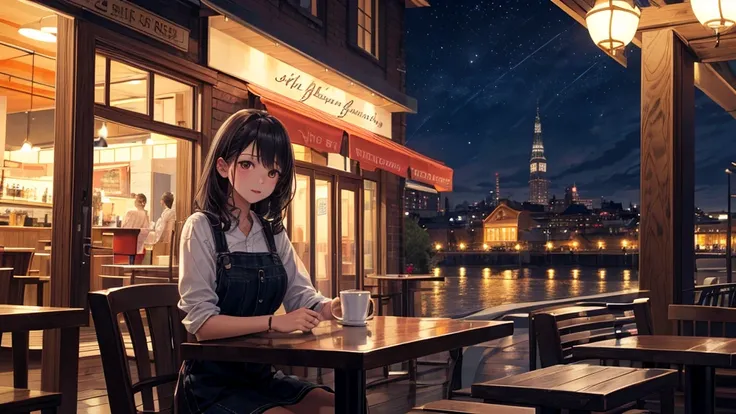 (original photo, highest quality), 1 girl,  lisa, night,cafe, relax,
satosh khan&#39;art style、five fingers