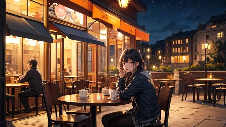 (original photo, highest quality), 1 girl,  lisa, night,cafe, relax,
satosh khan&#39;art style