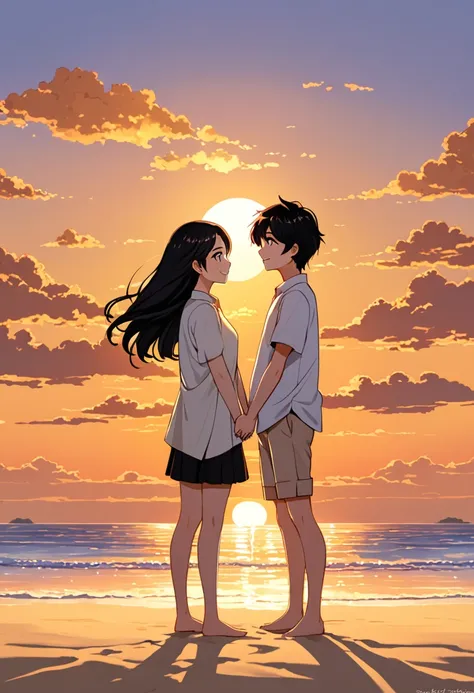 In thai novel art style A couple safic of Two young adult South Korean women with height differences. The oldest in her twenty-eight with her black hair and shorter height and the youngest with her twenty-four years being more than his girlfriend.  Embrace...