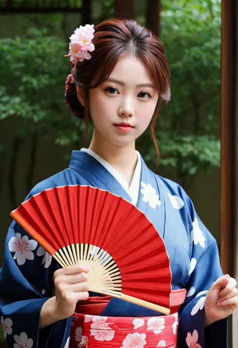 You in a yukata、Holding a fan