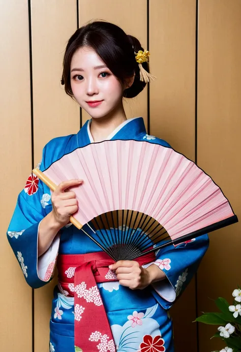 You in a yukata、Holding a fan