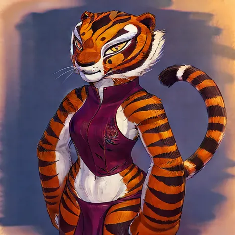 (masterpiece), (best quality),woman ((anthro)) , (tiger girl),1girl,solo,(sharp focus),((look at viewer)),adult female, (rogue o...